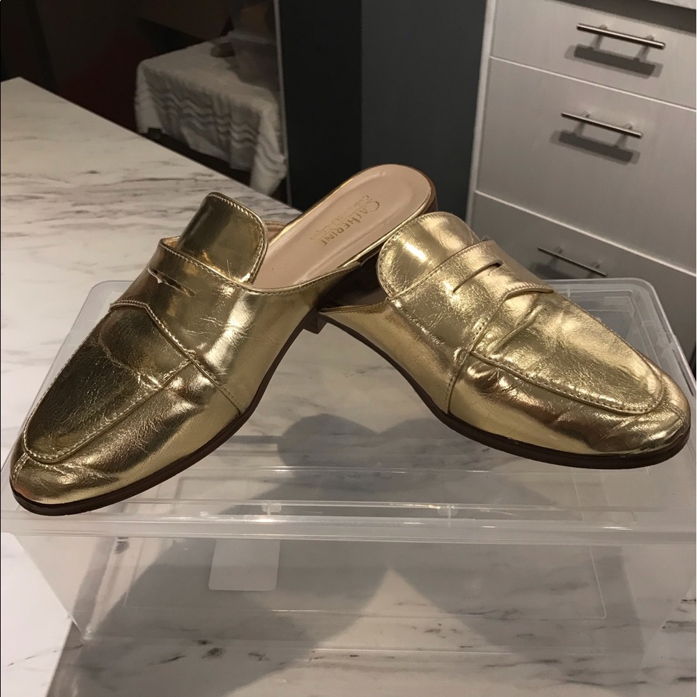 Catherine Malandrino gold mules size 7.5